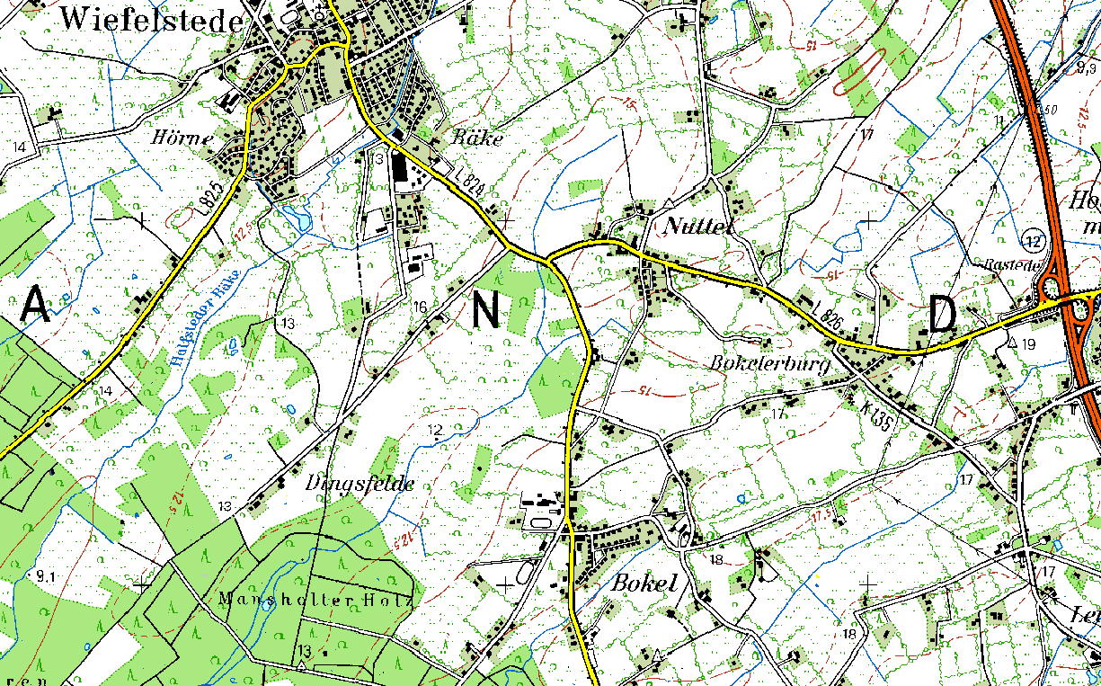 Topographische Karte von Bokel (TK50-1998)