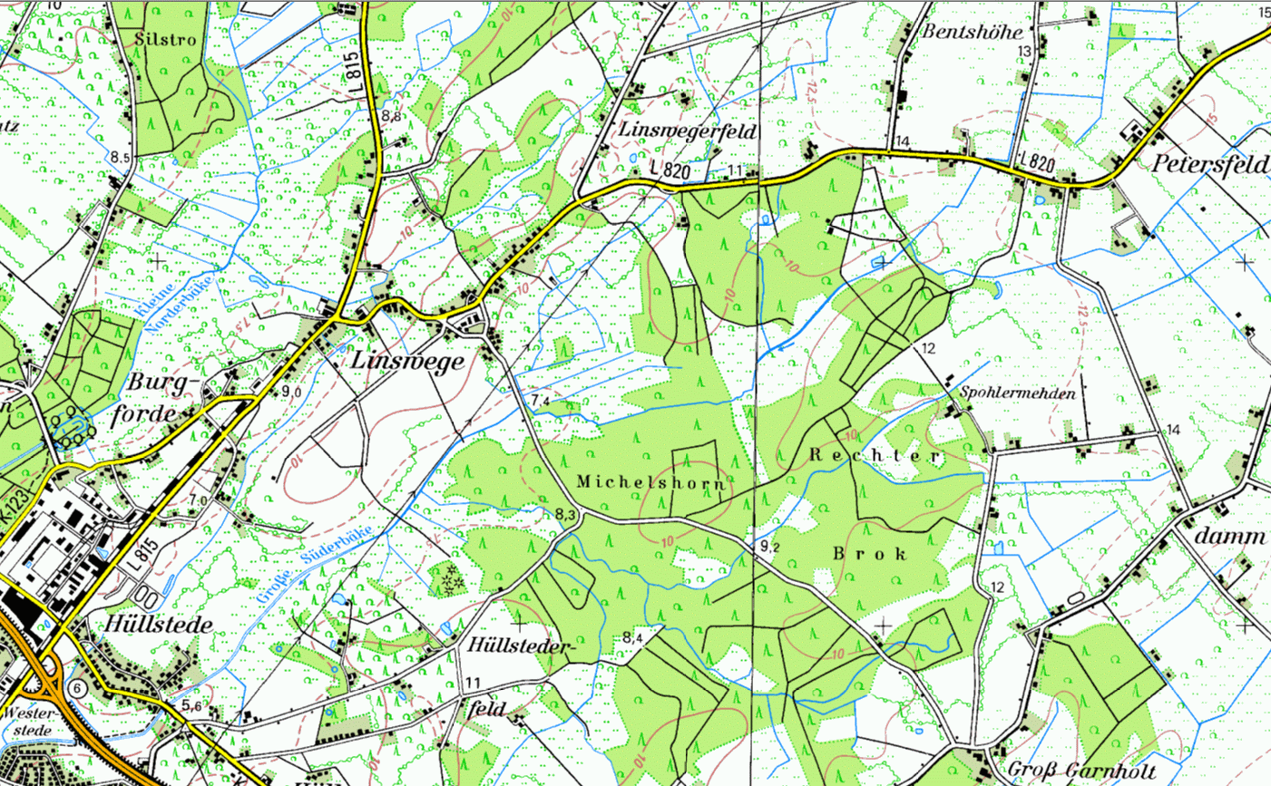 Topographische Karte von Linswege (TK50-1998)