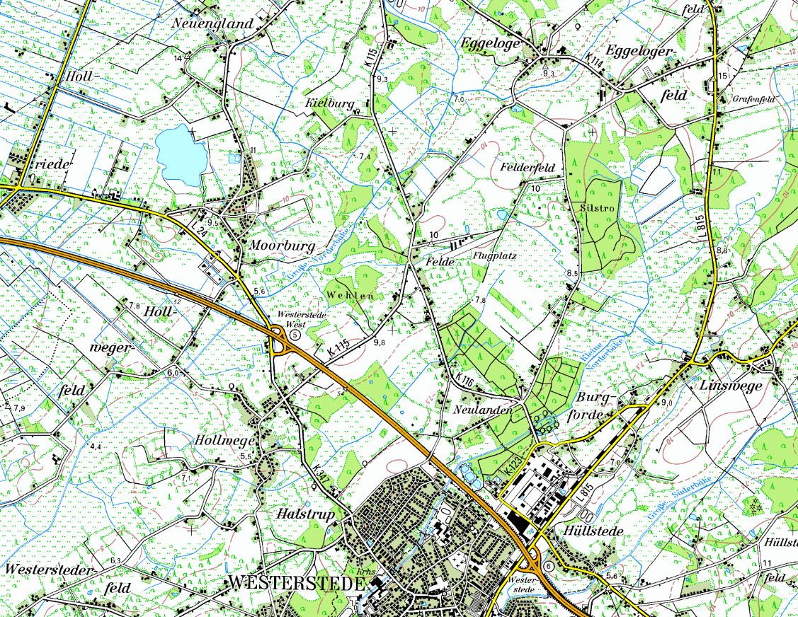 Topographische Karte von Moorburg (TK50-1998)