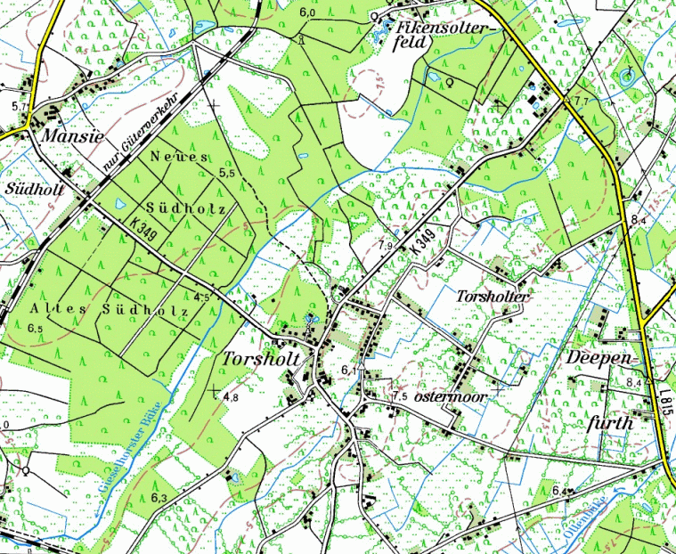 Topographische Karte von Torsholt (TK50-1998)
