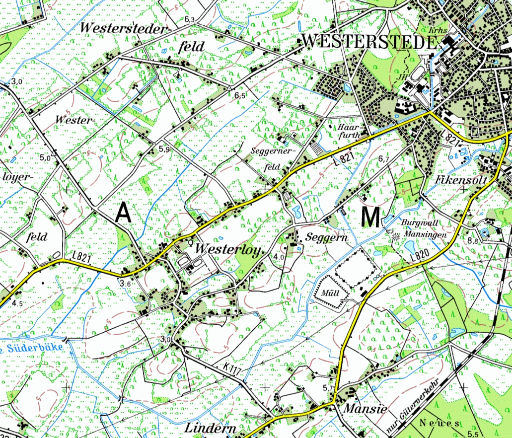 Topographische Karte von Westerloy (TK50-1998)