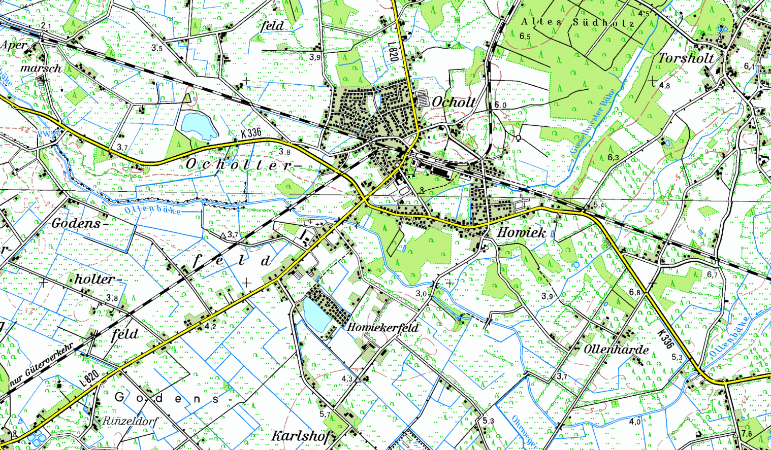Topographische Karte von Howiek-Ocholt (TK50-1998)